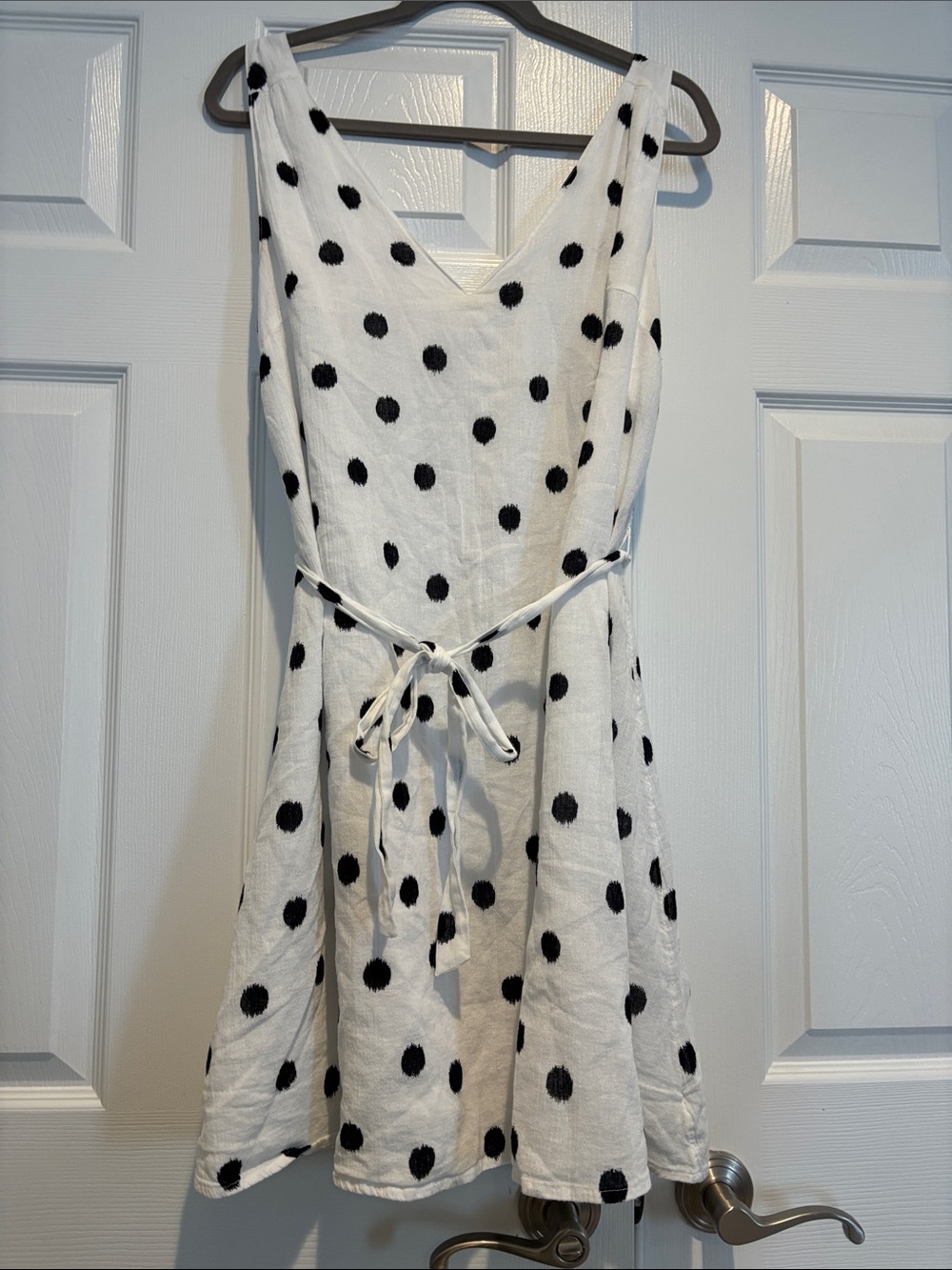 a new day White Dress with Black Polka Dots